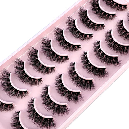 10 Pairs Faux Mink Eyelashes Handmade False Eyelashes Natural Nude
