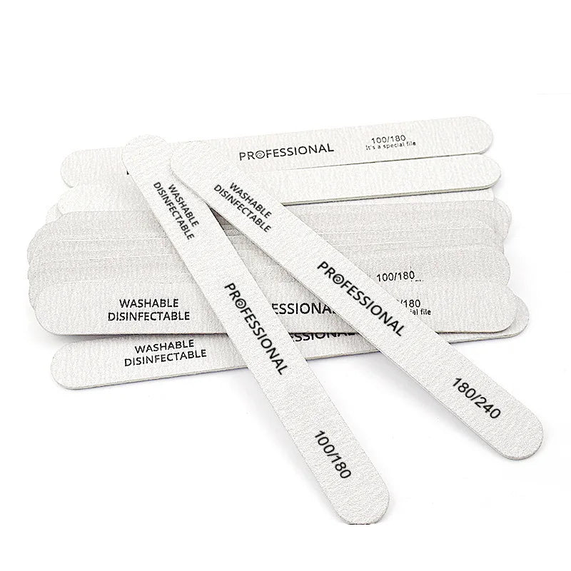10/25/50Pcs Nail File 100/180/240 Wooden Sanding Buffer Block Pedicure