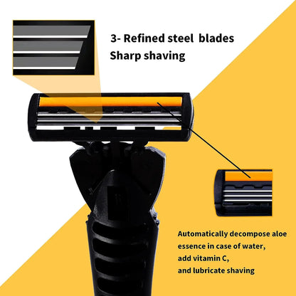 3-layer Stainless Steel Blade Men Razor Washable For Travel For Home