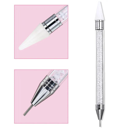 1Pcs Double Head Nail Art Dotting Pen Picking Up Rhinestones Gems Wax