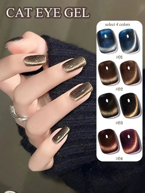WS Black Glass Cat Magnetic Gel Nail Polish Punk Style Nail Art