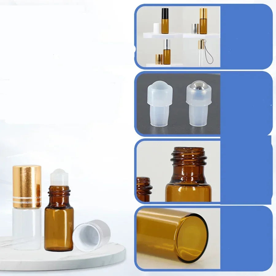 5pcs 4 Accessories Mini Amber Glass Tumbler, 5 5ml Spray Bottles, 2