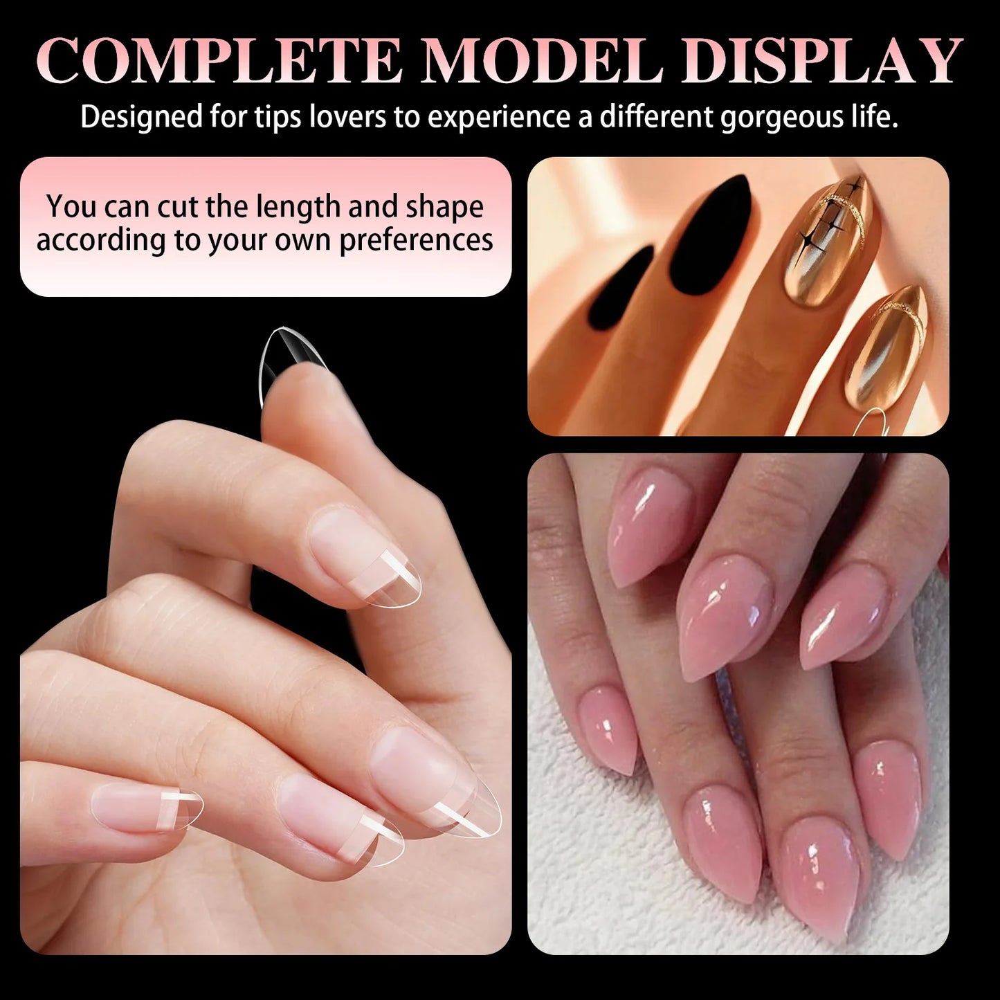 600pcs/Boxed Ultra Short French False Press On Acrylic Nails Tips