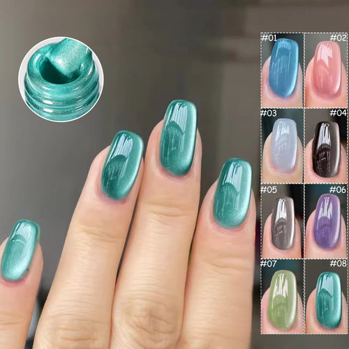 1-9pcs TC Flow Light White Cat Eye Gel Nail Polish Ultra Shine Soak