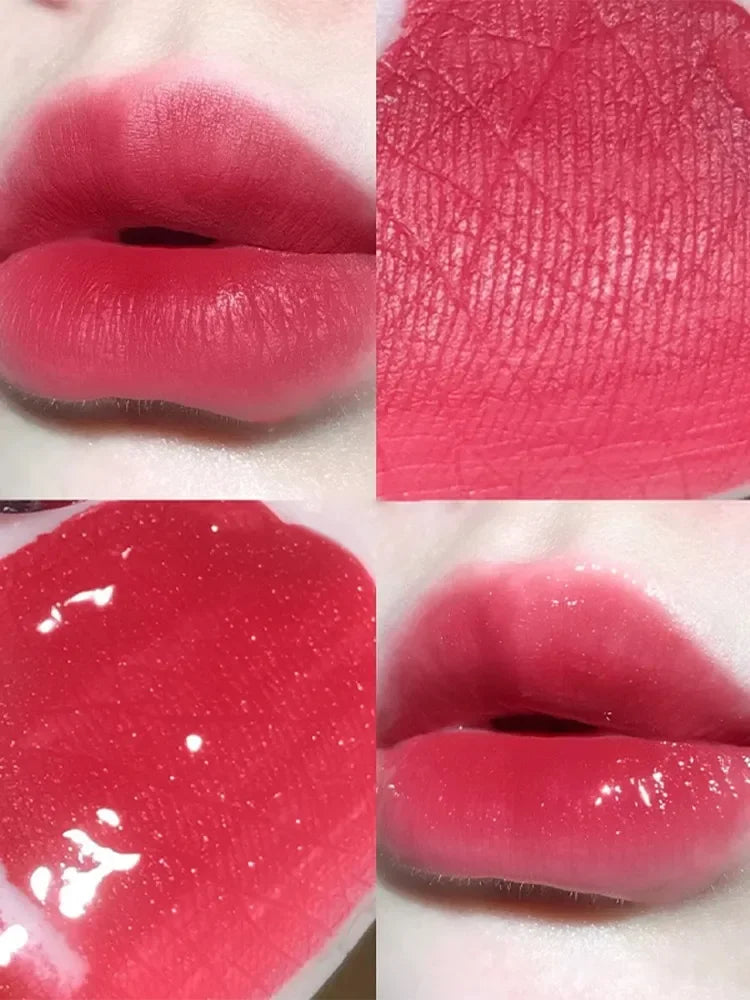 Double Head Mirror Lip Gloss Moisturizing Transparent Gloss Cherry Red Gloss Double Touch Lipstick Retro Red Long-lasting