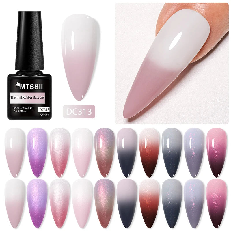 Mtssii 7ml Changing AurorasThermal Rubber Base Gel Nail Polish Nude