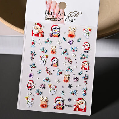 Winter Christmas Atmosphere Nail Stickers Snowman Snowflake Wapiti