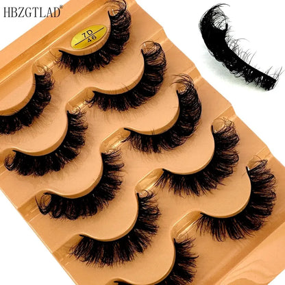 Cat Eye Eyelashes 3D Natural False Lashes D Curl Fluffy Soft Cross 5