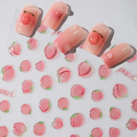 Pink Translucent Peach Jelly Texture 5D Soft Embossed Reliefs Self