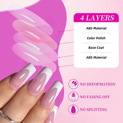 144pcs French hand and foot wear nail set summer short square shiny