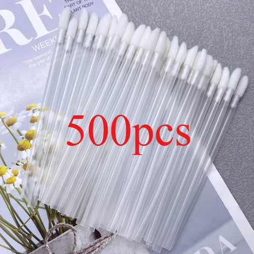 500pcs Lip Brush Disposable Lipstick Brush Eyelash Microbrush Mascara