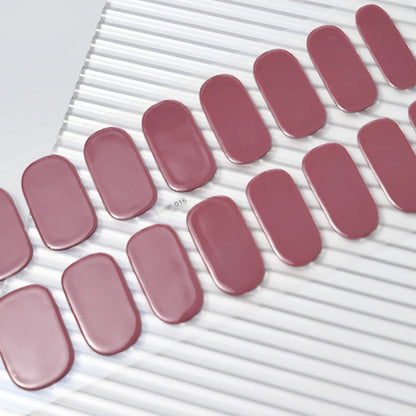 16Tips Semi-Cured Gel Nail Sticker Pure Color UV/LED Lamp Gel Nail