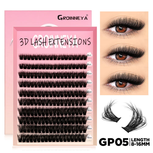 GROINNEYA Lashes Cluster DIY Lash Extension Mixed Tray Clusters