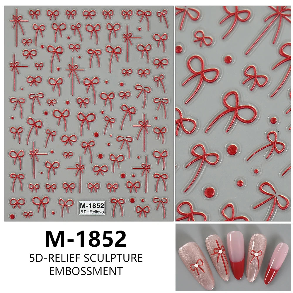 5D Nail Art Stickers Love Hearts Stars French Nail Art Design