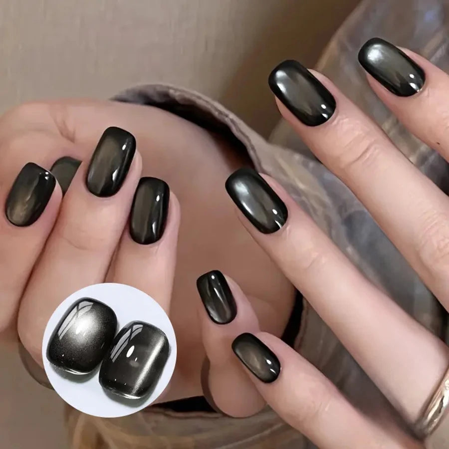 WS Black Glass Cat Magnetic Gel Nail Polish Punk Style Nail Art