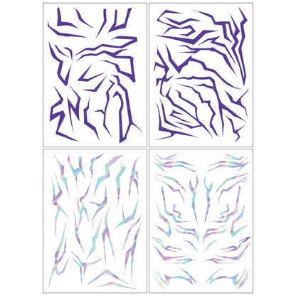 4PCS KPop Temporary Tattoo Set Purple Colorful Patters Bithday Party