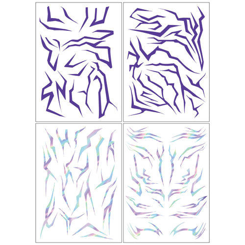 4PCS KPop Temporary Tattoo Set Purple Colorful Patters Bithday Party