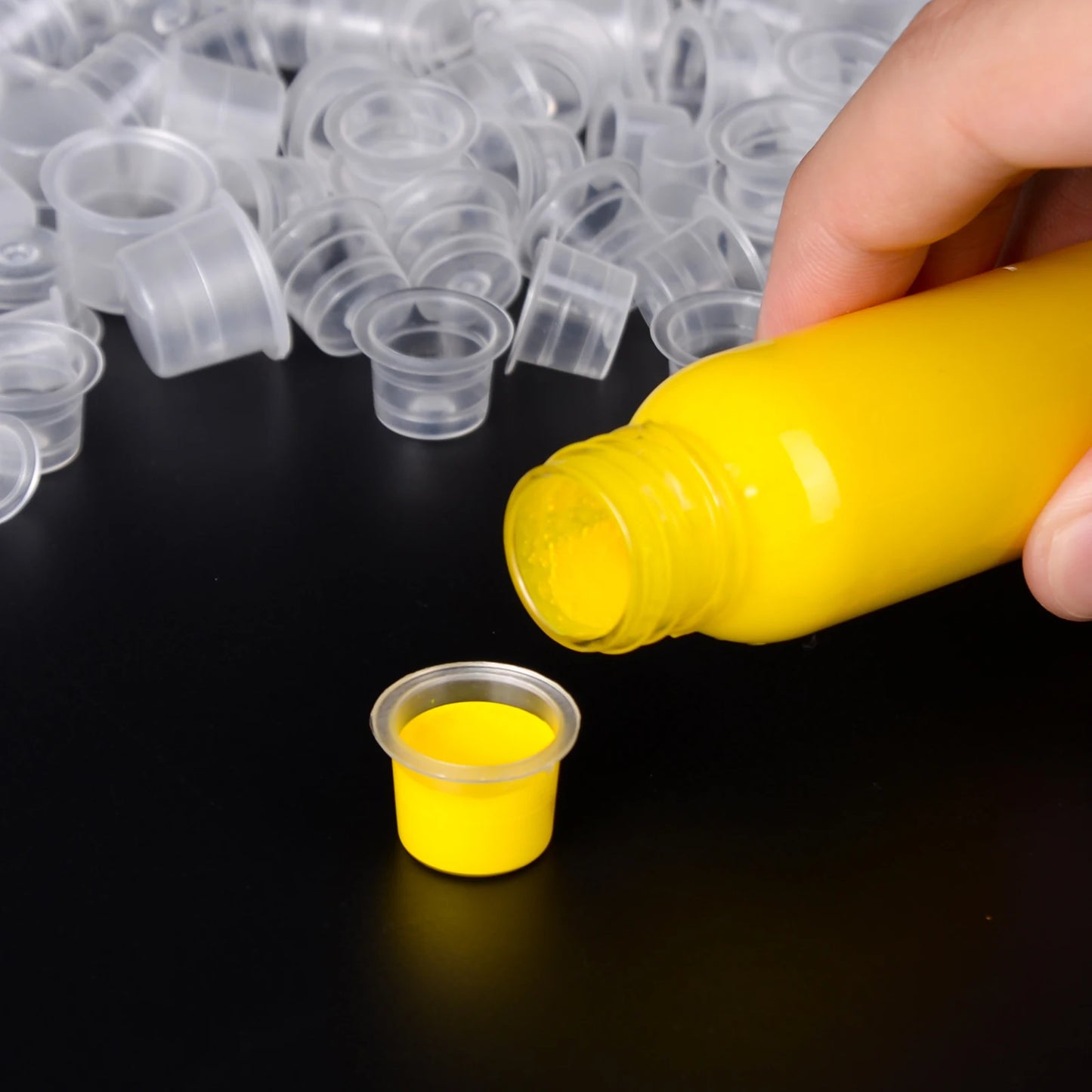100Pcs Tattoo Ink Cups POSEIDON Plastic Pigment Clear Permanent Makeup