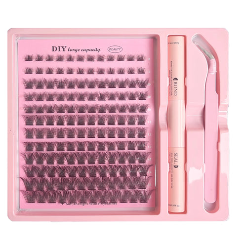 DIY Clusters Lash Kit Full Set 8-16mm Mix Bond&Seal Tweezers Lash for