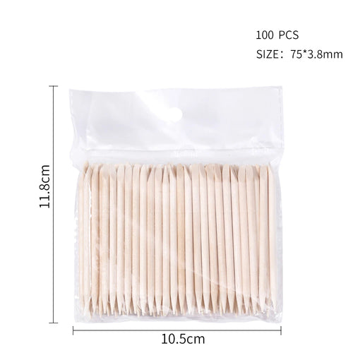 100PCS Cuticle Pusher Remover Nail Art Tools Orange Wood Sticks