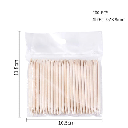 100PCS Cuticle Pusher Remover Nail Art Tools Orange Wood Sticks