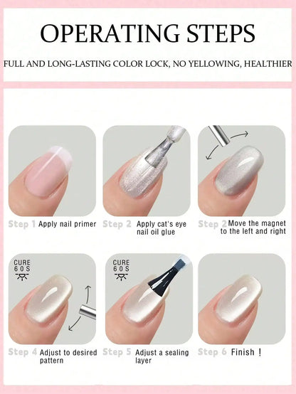 15ml 6Colors Luxury Coffee Cat's Eye Nail Gel Polish Set with Soak Off