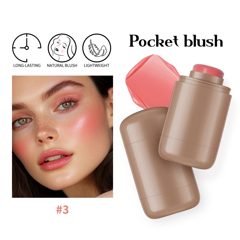 3-in-1Blush Stick Lasting Brightens Facial Cheek Stick Moisturizing