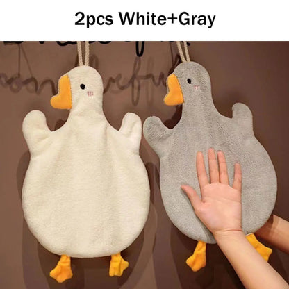 2pcs Cartoon Goose Hand Towel Kitchen Bathroom and Toilet Hand Towel