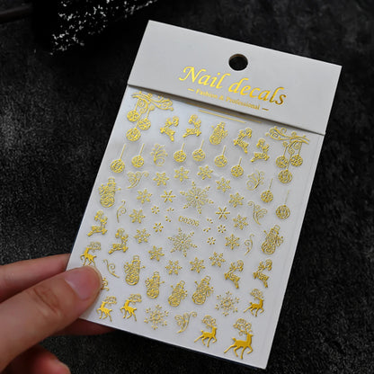 Winter Christmas Atmosphere Nail Stickers Snowman Snowflake Wapiti