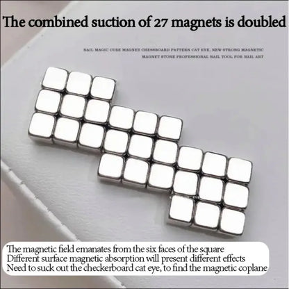 27pcs Cat Eye Magnet Cube for Nails Strong Magnetic Square Stick 9D/5D