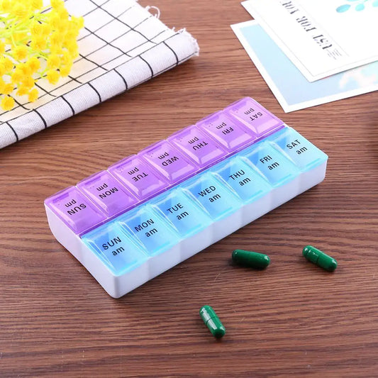 JUSTLANG Weekly 14 Grids 7 Days Pill Box Portable Travel  Cases