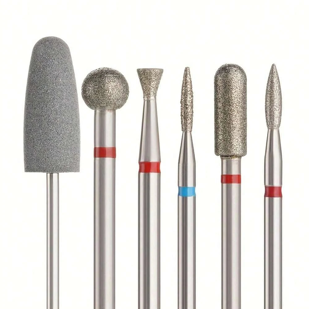 6pcs/set Diamond Sand Nail Files Drill Cuticle Polishing Bit Nail
