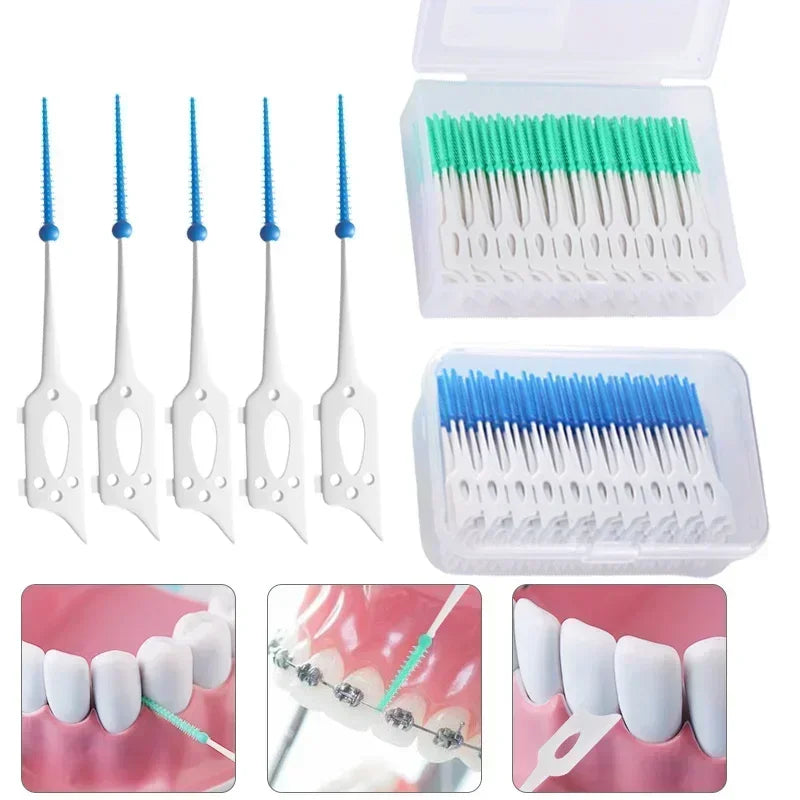 40/120pcsInterdental brush Soft silicone adaptive interdental brush