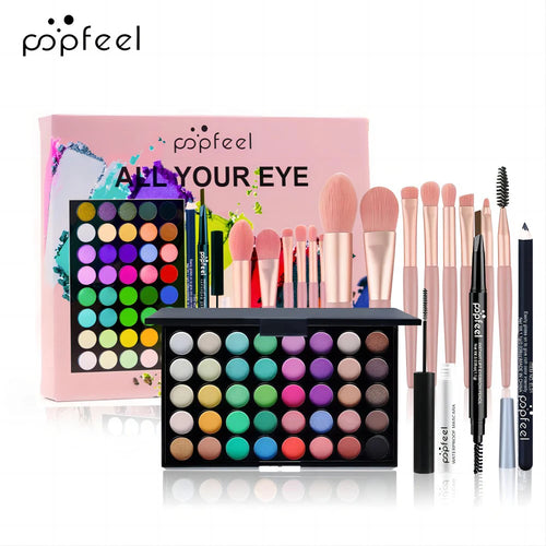 POPFEEL Eye Makeup Set 40 Color Eyeshadow Palette Eyebrow Pencil