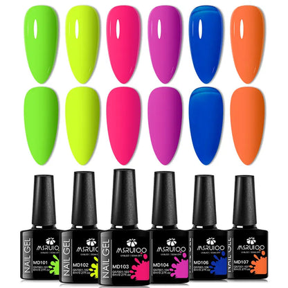 6pc All-season Gel Nail Polish Set Nude Pink Red Glitter Semi