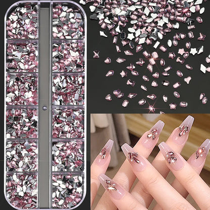 12Grids Ocean Gold Nail Art Charms Shell/Seahorse/Starfish White Half
