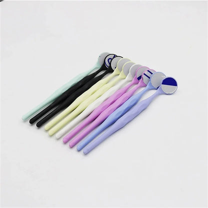 10pcs/Box Dental Double Sided Mouth Mirrors With Handle Random Colors