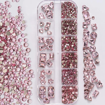 1Box 3D Clear Nail Art Rhinestones 12Shapes Mixed