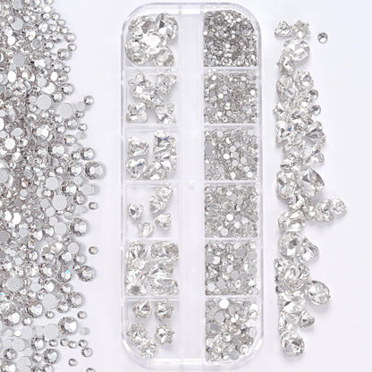 1Box 3D Clear Nail Art Rhinestones 12Shapes Mixed