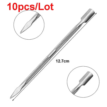 Double-ended Stainless Steel Cuticle Pusher Dead Skin Push Remover For