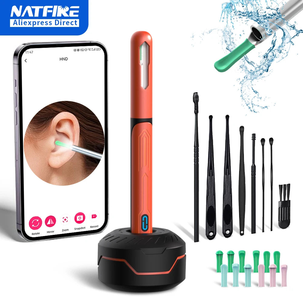 Ear Cleaner with Camera Set HD Ear Sticks Otoscope USB C Charging