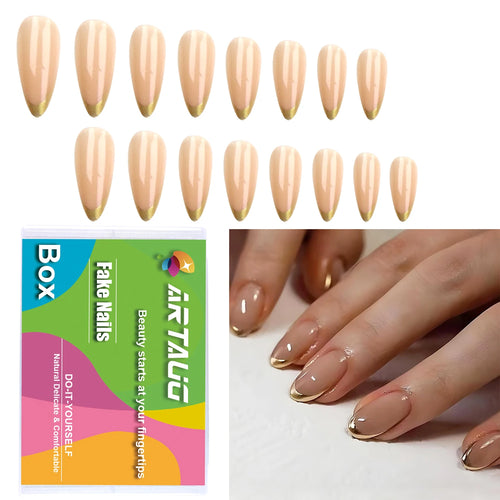 120pcs -box Almond  White French Fake nails for Stylish Women & Girls,