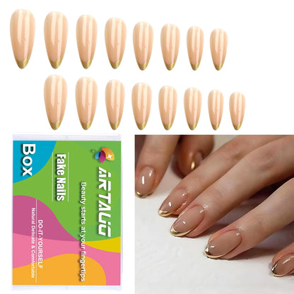 120pcs -box Almond  White French Fake nails for Stylish Women & Girls,