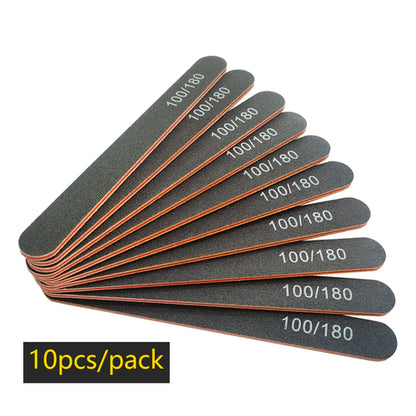 Lurayee Nail File Buffer 100/180 Grit Half Moon Double Side Sandpaper