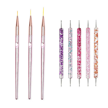 5/20Pcs Nail Art Brush Design Tip Painting Drawing Carving Dotting Pen