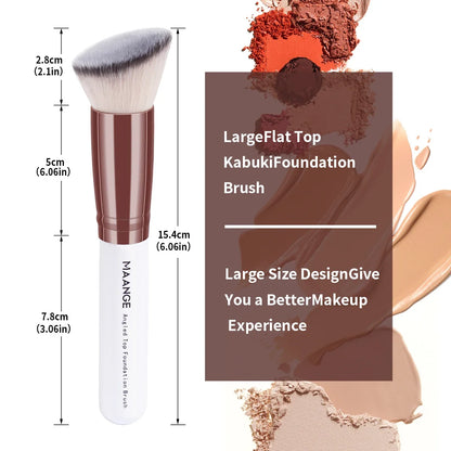 MAANGE 2PCS Foundation Makeup Brush Set Flat Angled Kabuki Powder
