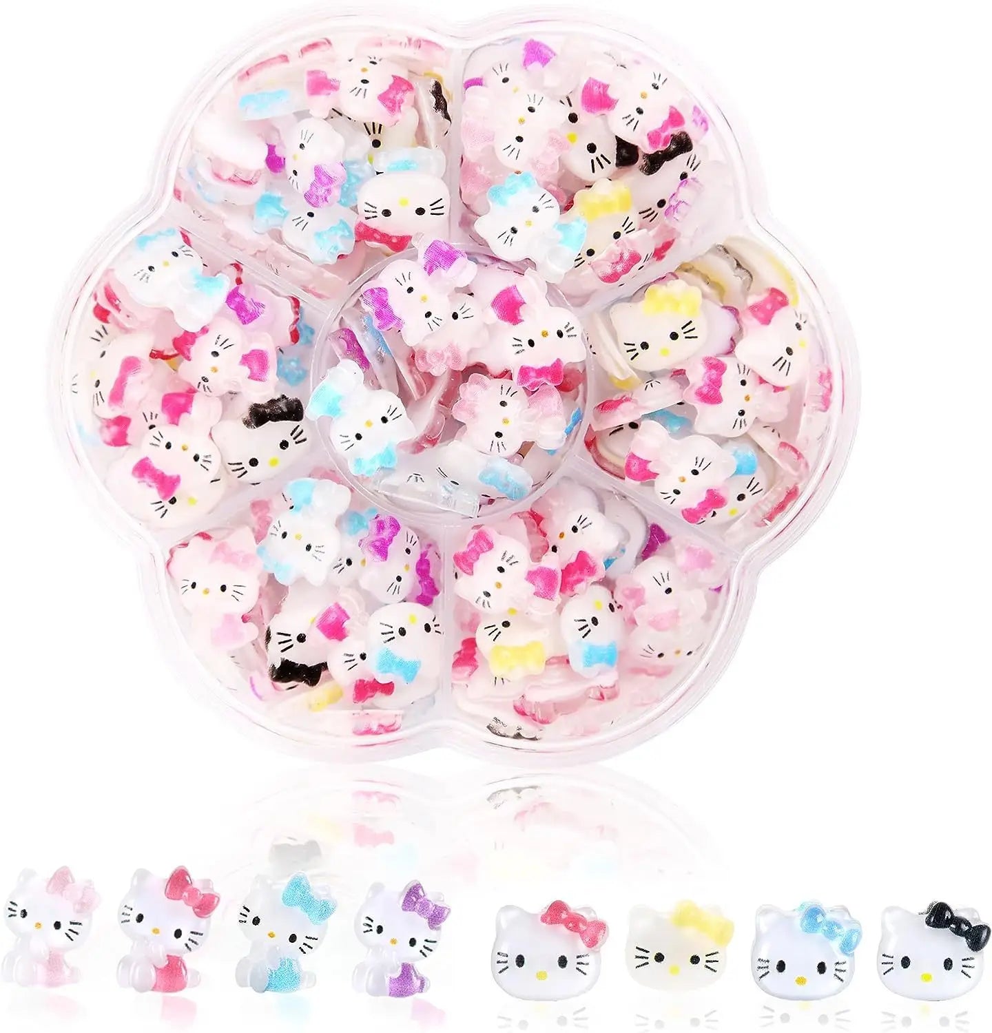 240Pcs/70Pcs MINISO Hello Kitty Kuromi Nail Art Decor Kawaii Cartoon Sanrioed Gems Charms For Manicure DIY Nail Rhinestone Gift