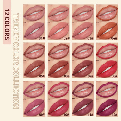 QIBEST 12 Colors Lip Makeup Nude Lipstick Pencil Waterproof Long