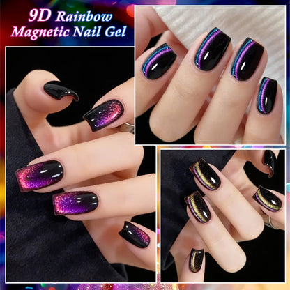 9D Rainbow Cat Magnetic Gel Nail Polish Chameleon Galaxy Effect