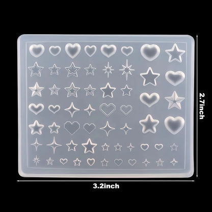 Dopamine Star Silicone Molds for Nail Art cute 3D Starburst &